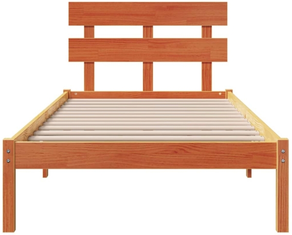 vidaXL Bettgestell mit Kopfteil Braun 90 x 200 cm Massivholz Kiefer 872139 Bild 4