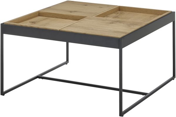 Couchtisch >LARKANA< in Eiche furnier, Holzwerkstoff / Metall - 83x45x83 (BxHxT)