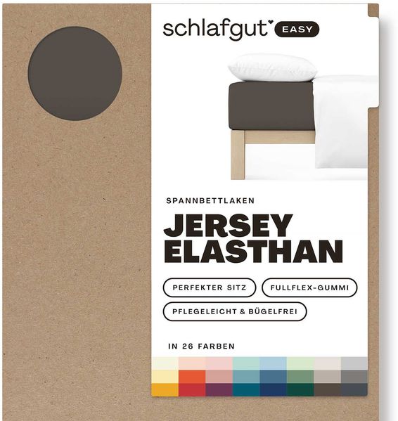 Schlafgut Spannbettlaken EASY JERSEY ELASTHAN Bettlaken, 170 g/m², 95% Baumwolle, 5% Elasthan, Jersey, Gummizug: rundum, (1 Stück), Spannbettlaken bis 30 cm Höhe, bügelfrei, pflegeleicht, perfekter Sitz