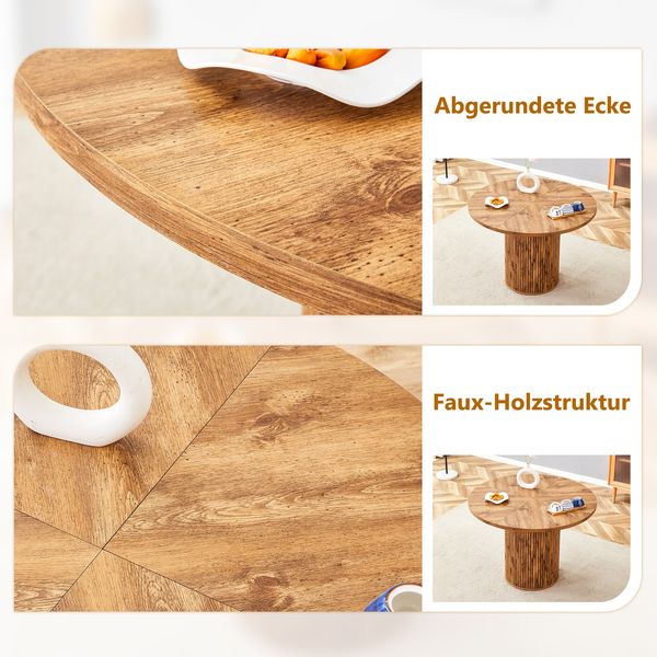 Esstisch rund 100x100x76 cm aus MDF und Metall, 4-Segment-Tischplatte mit integrierter Stauraumlösung Bild 7