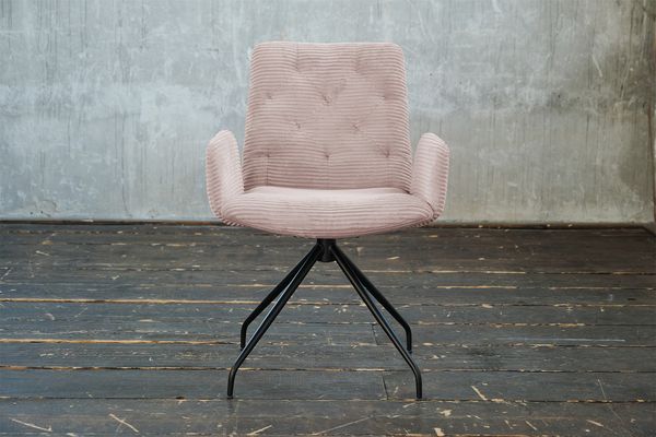 KAWOLA Stuhl NEW CHARME Drehstuhl Esszimmersessel Cord rosa 87 x 66 x 59 cm
