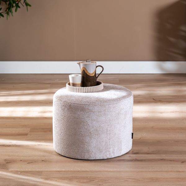 Bronx71 Bouclé Hocker Nora rund beige