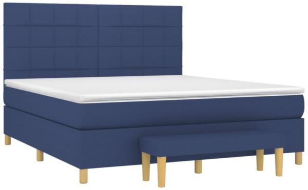 vidaXL Boxspringbett mit Matratze Stoff Blau 180 x 200 cm