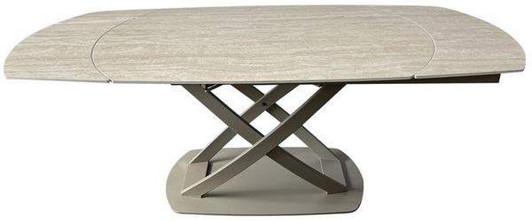 riess-ambiente Esstisch INCEPTION 130-190cm natur – oval, Keramik, Travertin, Metall (Einzelartikel, 1-St), ausziehbare Platte für 6–8 Personen – ideal für Esszimmer oder Küche