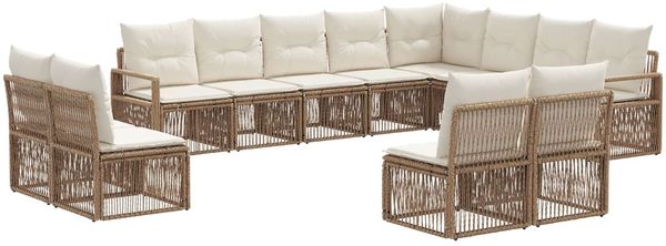 vidaXL Gartensofa-set 12 pcs Beige Poly-Rattan 3435870