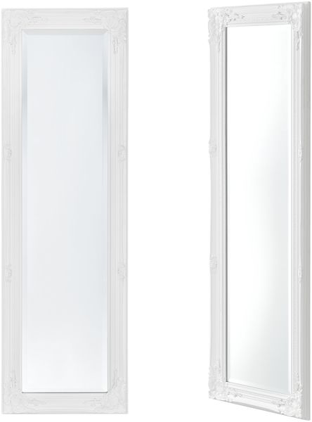 Wandspiegel Livorno 132x42 cm Ganzkörperspiegel im Eukalyptusholz Rahmen Antik Weiß [en. casa]