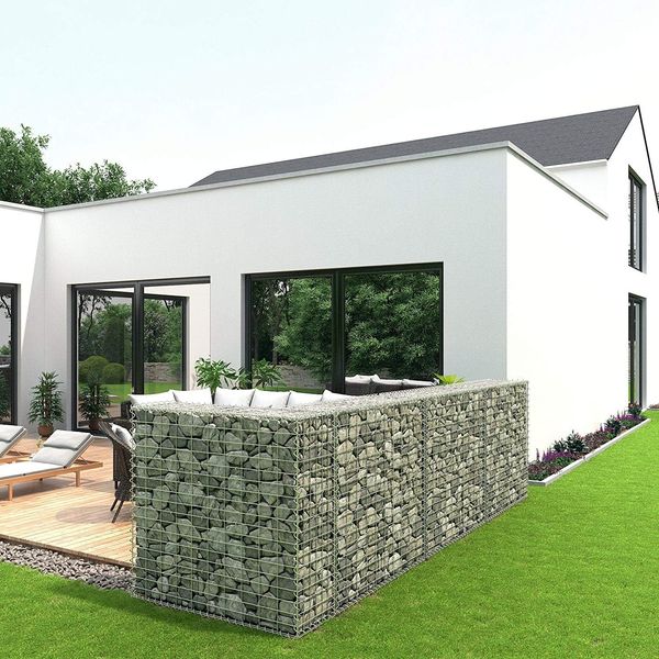 SONGMICS GabioneGabionenkörbe,100 x 90 x 30 cm, 3er Set，Metall-Steinkörbe mit 5 x 10 cm Maschenweite für Mauersteine, verzinkt, Steingabionen Mauer, silber GGB393 Bild 3