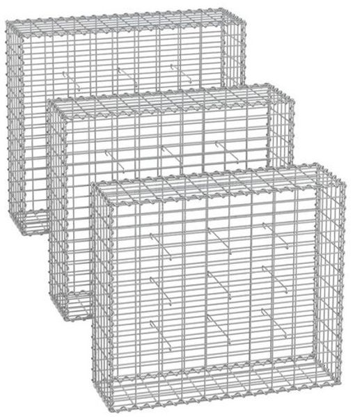 SONGMICS GabioneGabionenkörbe,100 x 90 x 30 cm, 3er Set，Metall-Steinkörbe mit 5 x 10 cm Maschenweite für Mauersteine, verzinkt, Steingabionen Mauer, silber GGB393