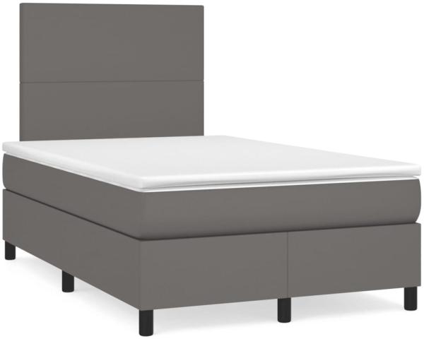 vidaXL Boxspringbett mit Matratze & LED Grau 120x190 cm Kunstleder 3270285