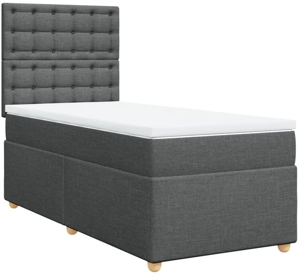 vidaXL Boxspringbett mit Matratze Dunkelgrau 90x190 cm Stoff 3293450 Bild 3