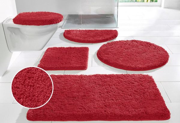 OTTO home Badematte Sanremo, Badvorleger, Badezimmer Teppich, sehr weich, Höhe 30 mm, rutschhemmend beschichtet, schnell trocknend, fußbodenheizungsgeeignet, Polyester, rund, Badteppich, unifarben, rechteckig, rund & als 3-tlg. Set erhältlich