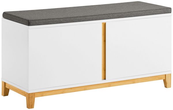 SoBuy FSR117-W Schuhbank, MDF, Lackiert, Weiß, 90 x 46 x 34 cm