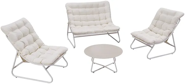 Vente-unique - LYMIS Gartensitzgruppe Metall Beige - B 93,5 cm x H 89,5 cm x L 125 cm