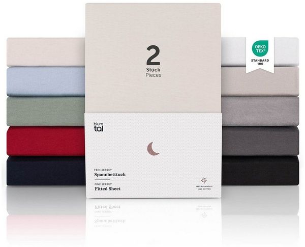 Blumtal Spannbettlaken Premium Topper, Standard - 100% Baumwolle, Gummizug: Rundum, (2 Stück), Superweiches 100% Baumwolle mit Rundumgummizug