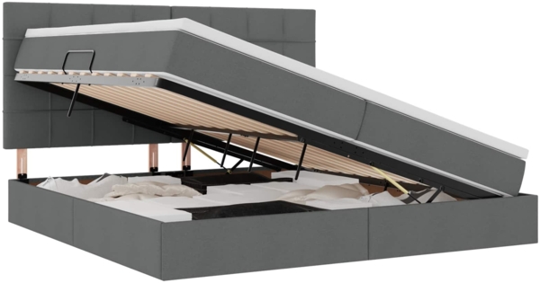 vidaXL Aufbewahrungsbett mit Matratze Dunkelgrau 200 x 200 cm 3371803