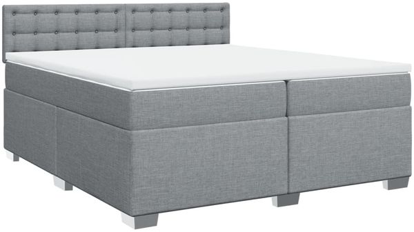 vidaXL Boxspringbett mit Matratze Hellgrau 200x200 cm Stoff 3288309 Bild 3