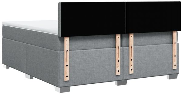 vidaXL Boxspringbett mit Matratze Hellgrau 200x200 cm Stoff 3288309 Bild 12