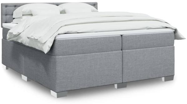 vidaXL Boxspringbett mit Matratze Hellgrau 200x200 cm Stoff 3288309