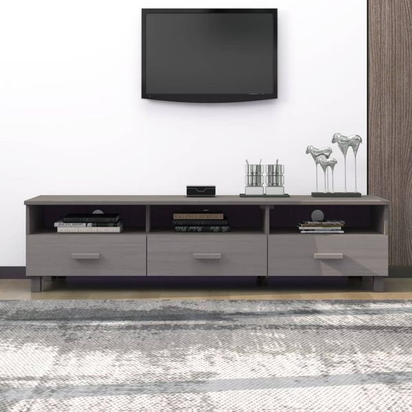 vidaXL TV-Schrank HAMAR Hellgrau 158x40x40 cm Massivholz Kiefer 340475