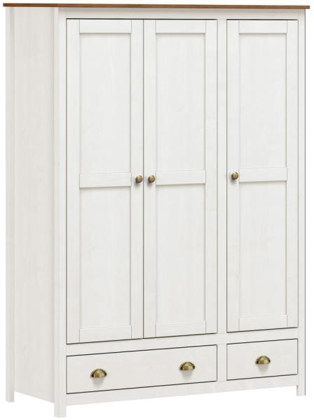 Kleiderschrank aus Kiefernholz 136 x 185 x 54 cm Weiß