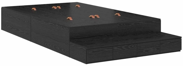 vidaXL Aufbewahrungsbettgestell Schwarz Eichen-Optik 120 cm 3335686
