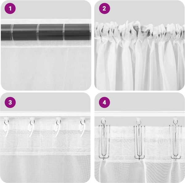 vidaXL Voile Vorhänge mit Stangentaschen 2 Stk. Braun 4102174 Bild 6