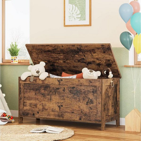 Hoobro Sitzbank (Truhen mit Stauraum, Spielzeugtruhe mit Deckel, chuhbank, Sitztruhe, Aufbewahrungstruhe), 100 x 40 x 48 cm