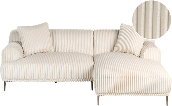Ecksofa STENUM Cord Cremeweiß linksseitig