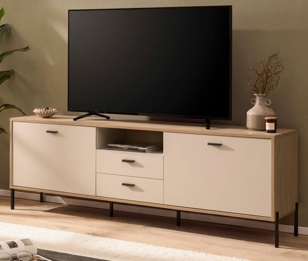 TV-Lowboard Ingar in Kaschmir und Eiche 195x64 cm