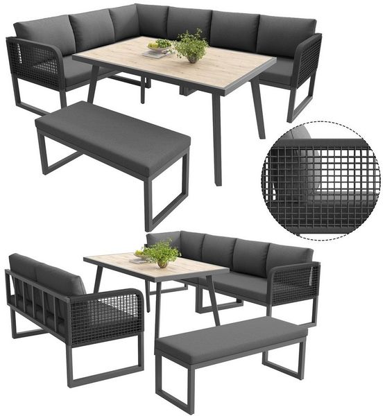 i@home Gartenlounge-Set, (5-tlg), für 6-8 Personen, Handgeflochtene PE-Rattan Polstergruppe,Wetterfestes