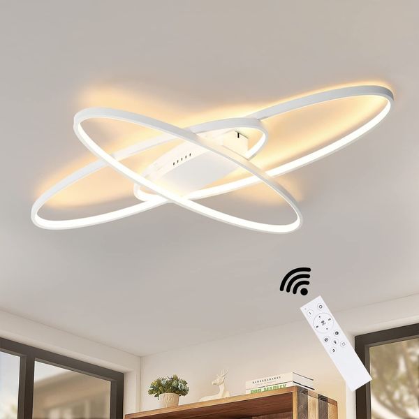 ZMH LED Deckenleuchte Dimmbar Deckenlampe: Weiß Modern Schlafzimmerlampe 75W Design Wohnzimmerlampe mit Fernbedienung Deckenbeleuchtung für Wohnzimmer Schlafzimmer Esszimmer Büro