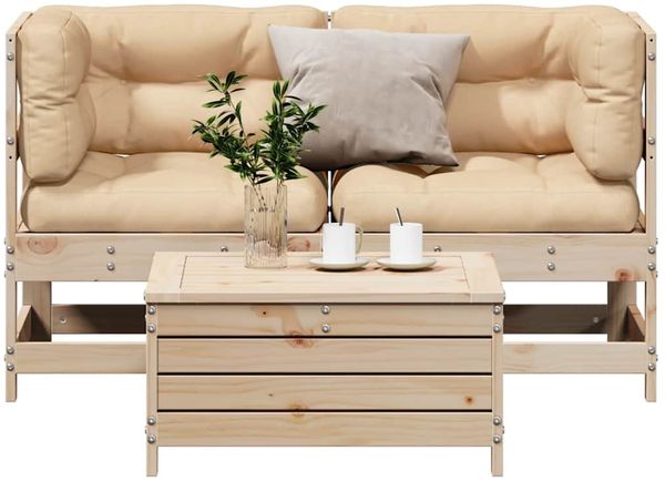 vidaXL 3-tlg. Garten-Lounge-Set mit Kissen Massivholz Kiefer 3250756