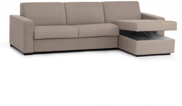 Dmora Schlafsofa mit Halbinsel Aika, Sofa mit umkehrbarer Containerhalbinsel, Standardarmlehnen, 100 % Made in Italy, cm 280 x 95 x 90, Taupe Bild 8