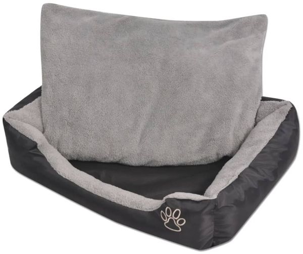 vidaXL Hundebett, mit gepolstertem Kissen, Polyester, Schwarz, XL, 20 x 90 x 70 cm
