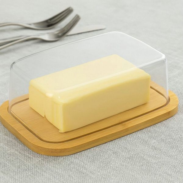 Koopman Butterdose Aufbewahrung Butterglocke Bambus Kühlschrank Box Deckel 250 Gr, Bambus, (1-tlg, 1 Dose), Für 250g Butter, Butterbox, Deckel, Butterglocke, Butterbehälter
