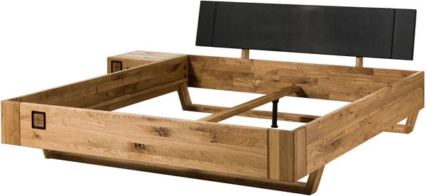 Bett inkl. Nachttisch links Wildeiche 180x200x81 natur geölt/lackiert KITZBÜHEL #150