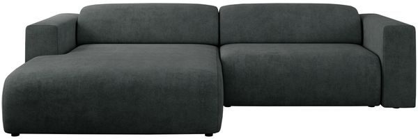 Ecksofa PASADENA, freistehendes Ecksofa, breite Armlehnen, Federsitz - links - Dunkelgrau Stoff Bild 5