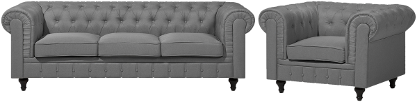 Sofa Set Polsterbezug hellgrau 4-Sitzer CHESTERFIELD groß