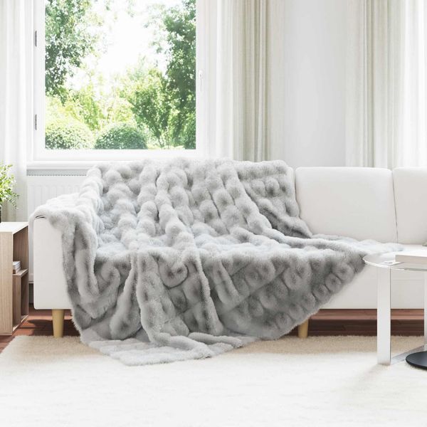 vidaXL Rutschfeste Decke aus Kunstkaninchenfell Olite 4 pcs Grau 42021815
