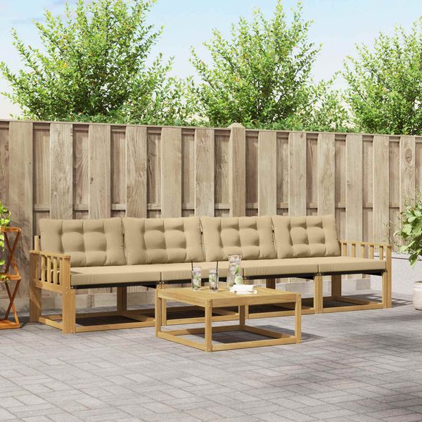 vidaXL Outdoor-Sofagarnitur 5 pcs Weiß und Beige 79 x 79 x 37 cm 3388395