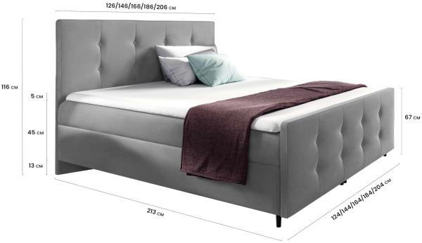 99rooms Primo Boxspringbett 180x200 cm Strukturstoff INARI Hellgrau Bild 3