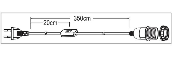 TRANGO Pendelleuchte, 1011-350B Lampenfassung mit ON/OFF Schalter – E27 Fassung schwarz mit 3,5m Netzkabel I Schraubring I Schalter, Lampenaufhängung, Pendelleuchte, Hängeleuchte