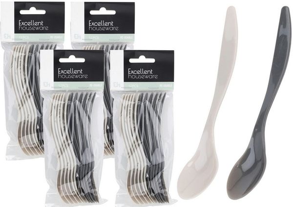 Koopman Eierlöffel Mehrweglöffel 14 cm Kunststoff 24/48 er Set (48 Stück), 48 Löffel, Mehrweglöffel, 14cm lang, Bestecklöffel, Kaffeelöffel