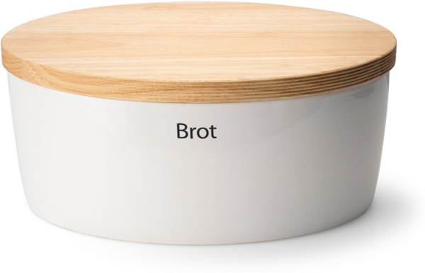 Continenta Brotkasten, Keramik, (1-tlg), Brottopf, mit Holzdeckel, auch als Brotschneidbrett nutzbar