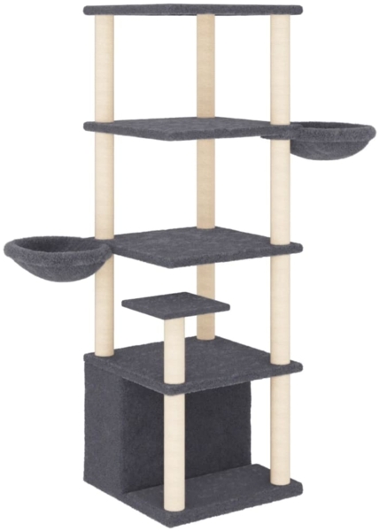 vidaXL Kratzbaum mit Sisal-Kratzsäulen Dunkelgrau 147 cm 171782
