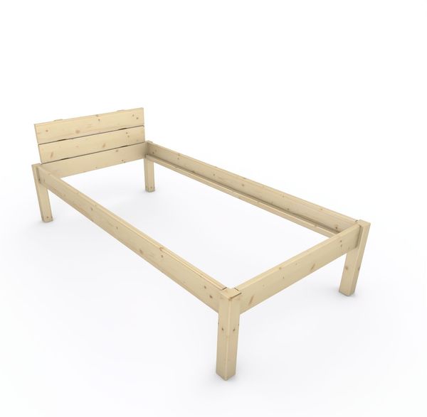 Pfostenbett "metallarm" Fichte Holzbett "Daybett" 100 x 210cm 48cm Einzelbett