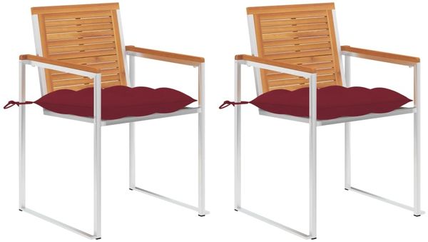 vidaXL Gartenstühle mit Kissen 2 Stk. Massivholz Akazie und Stahl 3061512