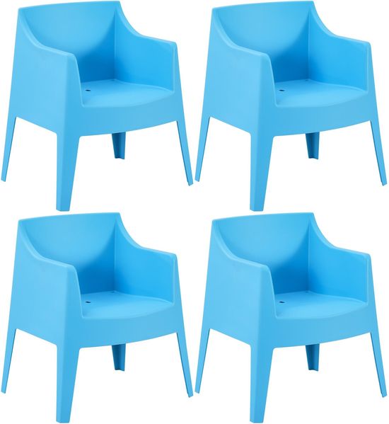 Gartenstuhl HENRI 4er Set - 73 x 57 x 78 cm, Kunststoff, Blau | Stapelstuhl Loungestuhl Garten Outdoor-Stuhl