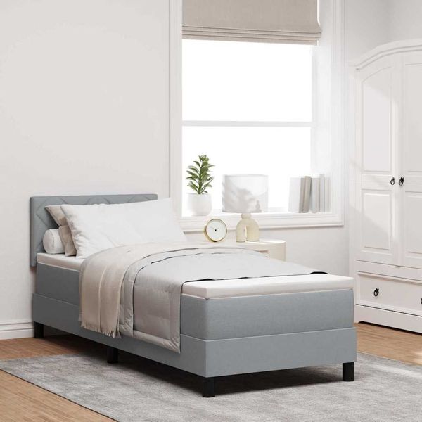 vidaXL Boxspringbett mit Kopfteil Hellgrau 80 x 200 cm Stoff 3338720