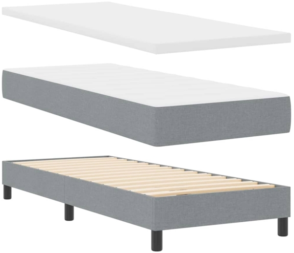 vidaXL Boxspringbett mit Matratze Hellgrau 80 x 200 cm Stoff 3338720 Bild 4